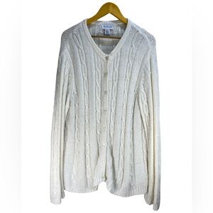 Westbound Women’s XL Ivory Cable Knit Button Front Long Cardigan Sweater